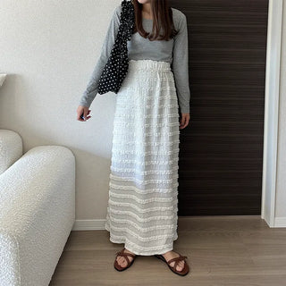 Lace wave long skirt