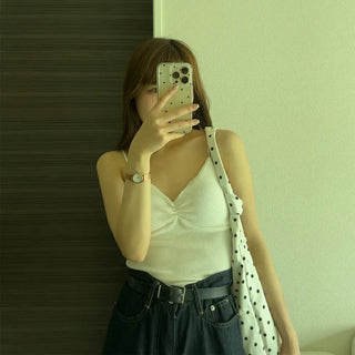 Shirred strap bra top