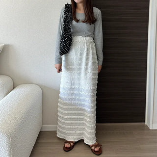 Lace wave long skirt