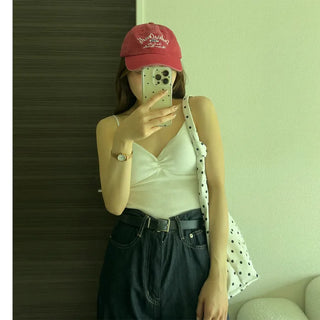 Shirred strap bra top