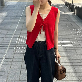 Ribbon knit vest