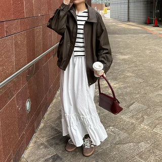 Oversized eco-leather jacket