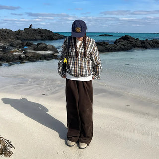 (Unisex) Cotton Check Windbreaker