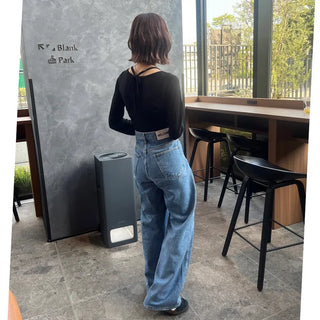 Wide denim pants