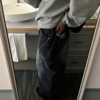 (Unisex) Washed Banded Denim Pants