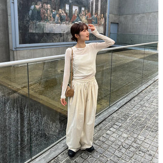 Cotton Tuck Banding Pants