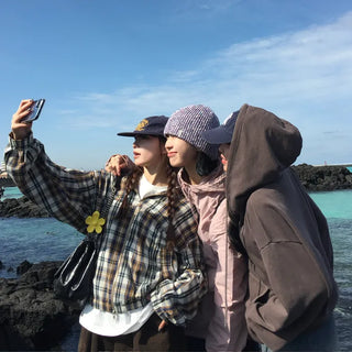 (Unisex) Cotton Check Windbreaker