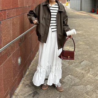 Oversized eco-leather jacket