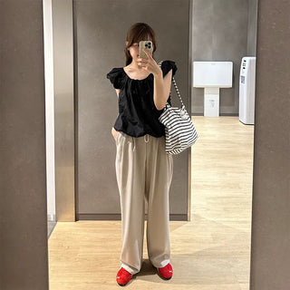 Shirred puff ribbon blouse