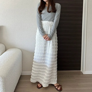 Lace wave long skirt