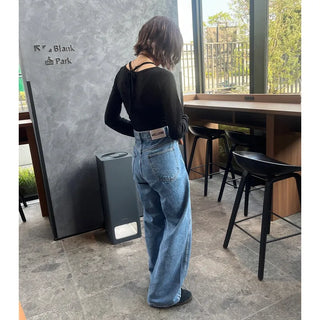 Wide denim pants