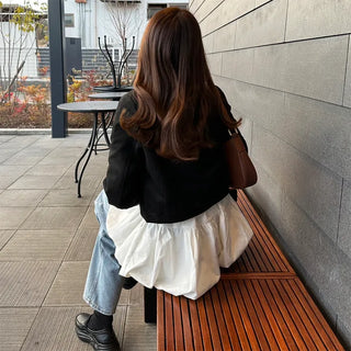 Cropped collarless jacket