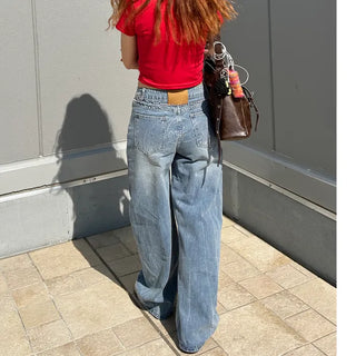 Embroidered denim pants