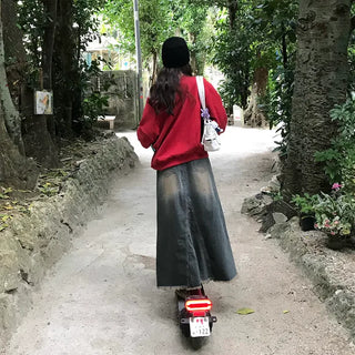 Maxi denim skirt