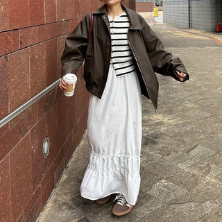 Oversized eco-leather jacket