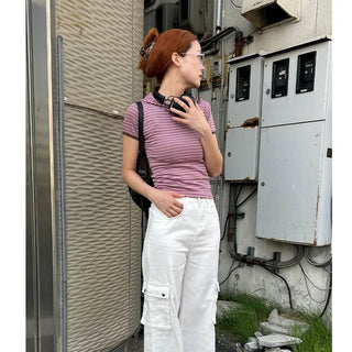 Hooded striped T-shirt