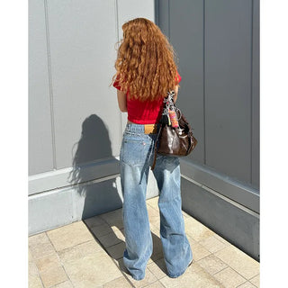 Embroidered denim pants