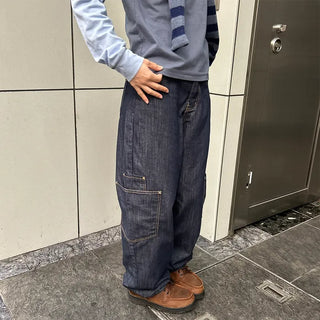 Pocket wide denim pants