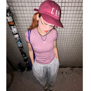 Hooded striped T-shirt
