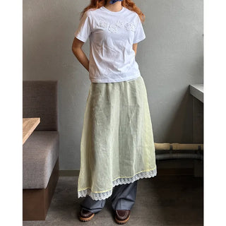 Layered sheer midi skirt