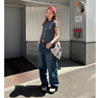 Washed Loose Fit Denim Pants