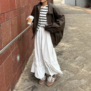 Oversized eco-leather jacket