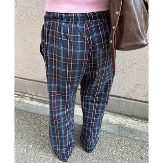 Loose-fit banding check pants