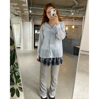 Checked frill wrap skirt