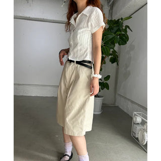 Cropped Line Half Sleeve Shirt