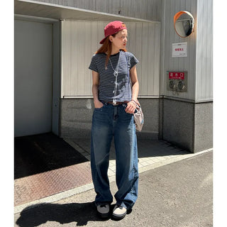 Washed Loose Fit Denim Pants