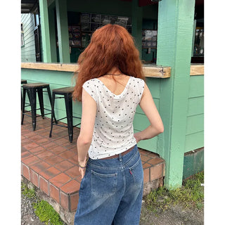 Dot Cap Sleeve Top