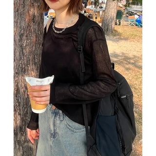 Cutout sheer t-shirt
