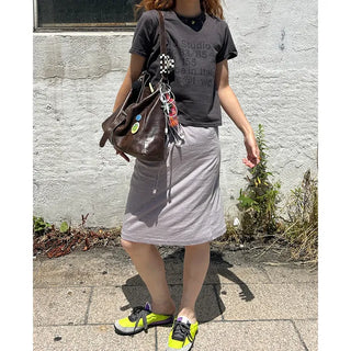 Bordered string midi skirt