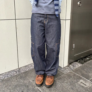 Pocket wide denim pants
