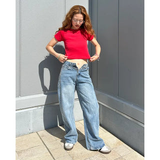 Embroidered denim pants
