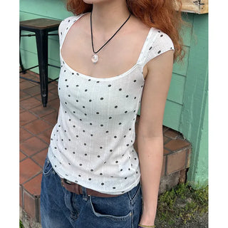 Dot Cap Sleeve Top