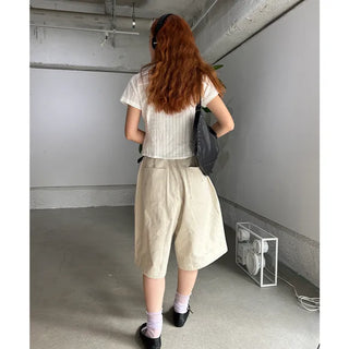 Cropped Line Half Sleeve Shirt