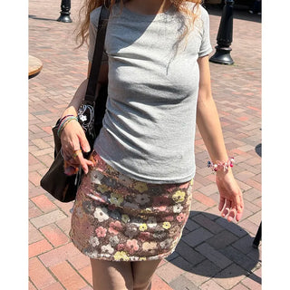 Flower pop mini skirt