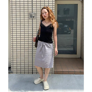 Bordered string midi skirt