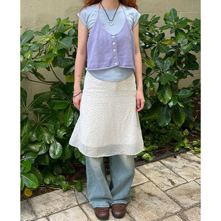 Ribbon polka dot midi skirt