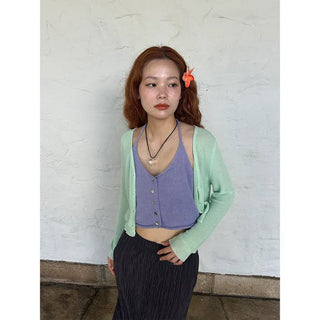 Sheer cropped cardigan