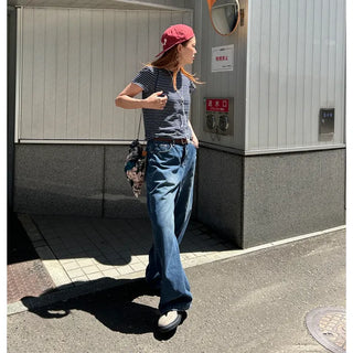 Washed Loose Fit Denim Pants