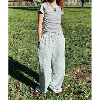 Gingham check cotton pants