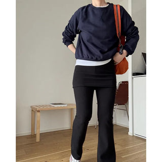 Wrap bootcut ribbed pants
