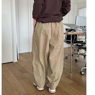 Two-pleat wide cotton pants