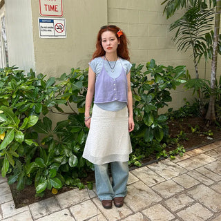 Ribbon polka dot midi skirt