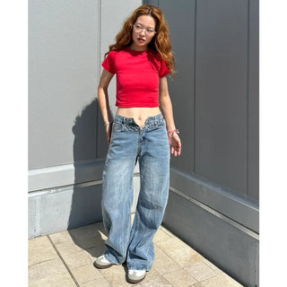 Embroidered denim pants