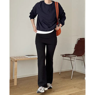 Wrap bootcut ribbed pants