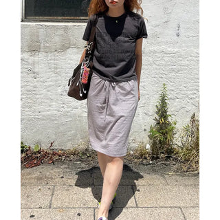Bordered string midi skirt