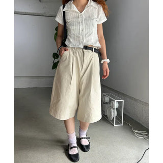 Cropped Line Half Sleeve Shirt
